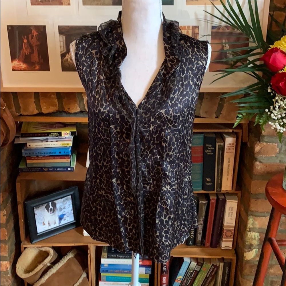 Ellie Tahari silk animal print blouse